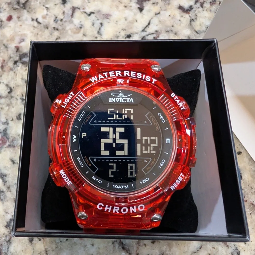 Invicta Racing Burnout Digital Men’s Watch 52mm Transparent Red